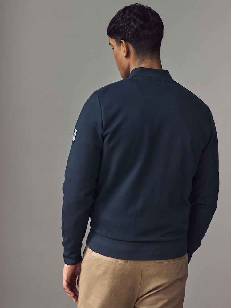 BOSS Blue Mercerised Cotton Zip-Up Padded Sweatshirt - Image 2 of 5
