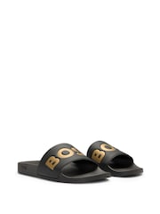 BOSS Black/Chrome Large Logo Sliders - Image 1 of 7