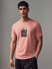 HUGO Pink Stacked Smoke Logo 100% Cotton Jersey T-Shirt - Image 1 of 4