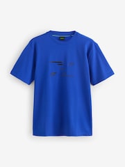 أزرق - BOSS Regular Fit Seasonal Graphic Print 100% Cotton T-Shirt - صورة 1 من 1