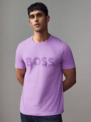 BOSS Purple Tape Logo 100% Cotton Jersey T-Shirt - Image 1 of 4