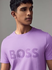 BOSS Purple Tape Logo 100% Cotton Jersey T-Shirt - Image 3 of 4
