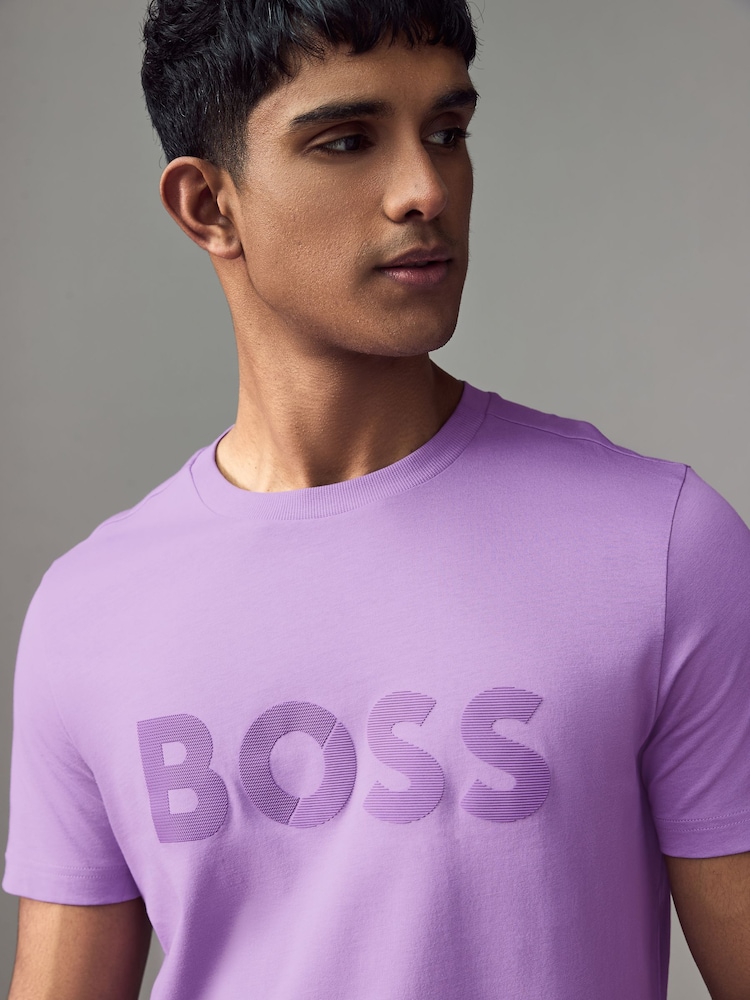 BOSS Purple Tape Logo 100% Cotton Jersey T-Shirt - Image 3 of 4