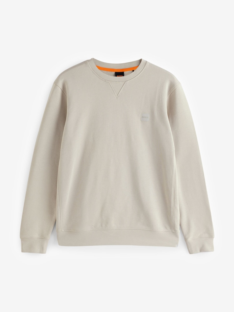 BOSS Natural Relaxed Fit Westart Logo Patch 100% Cotton Terry Jersey Sweatshirt - Image 4 of 4