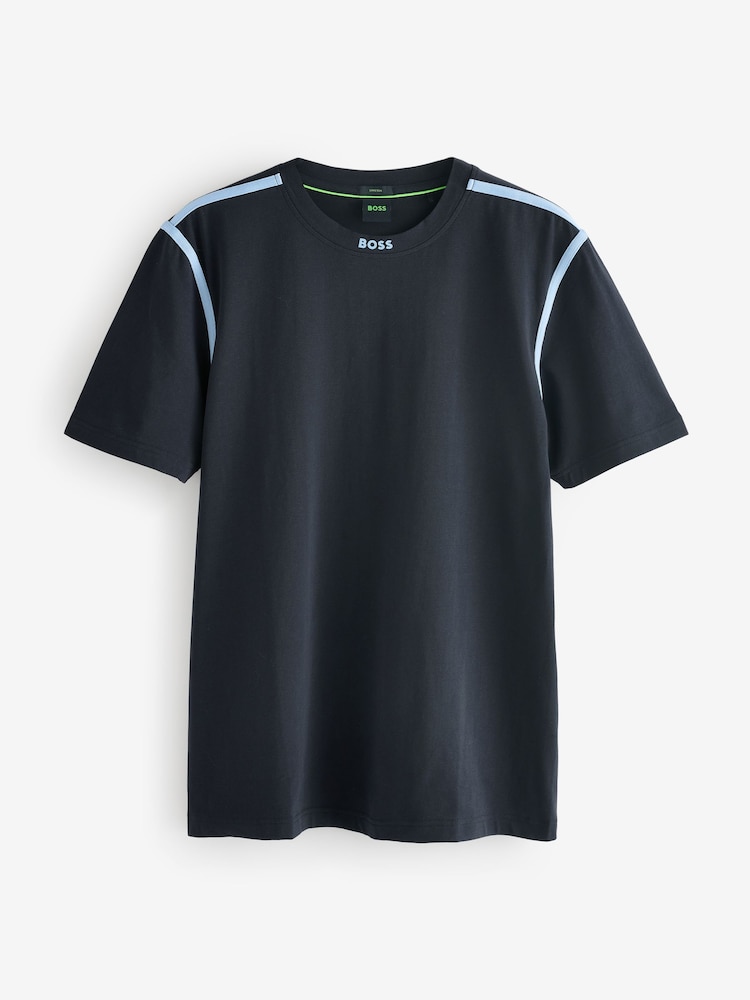 BOSS Blue Stretch Cotton T-Shirt - Image 4 of 4