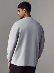 HUGO Grey Hugo Logo Label 100% Cotton Sweatshirt - Image 2 of 4