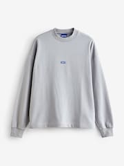 HUGO Grey Hugo Logo Label 100% Cotton Sweatshirt - Image 4 of 4