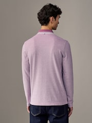 BOSS Purple Long Sleeve 100% Cotton Polo Shirt - Image 2 of 5