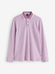 BOSS Purple Long Sleeve 100% Cotton Polo Shirt - Image 5 of 5