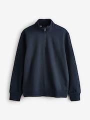BOSS Blue Regular Fit Mercerised 100% Cotton Sweatshirt With Logo Patch - Image 1 of 1