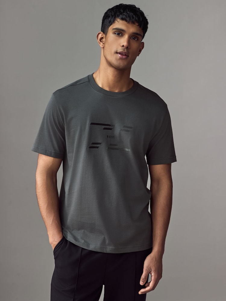 Сірий - BOSS Regular Fit Seasonal Graphic Print 100% Cotton T-Shirt - Image 1 of 4