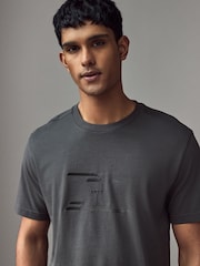 Сірий - BOSS Regular Fit Seasonal Graphic Print 100% Cotton T-Shirt - Image 3 of 4