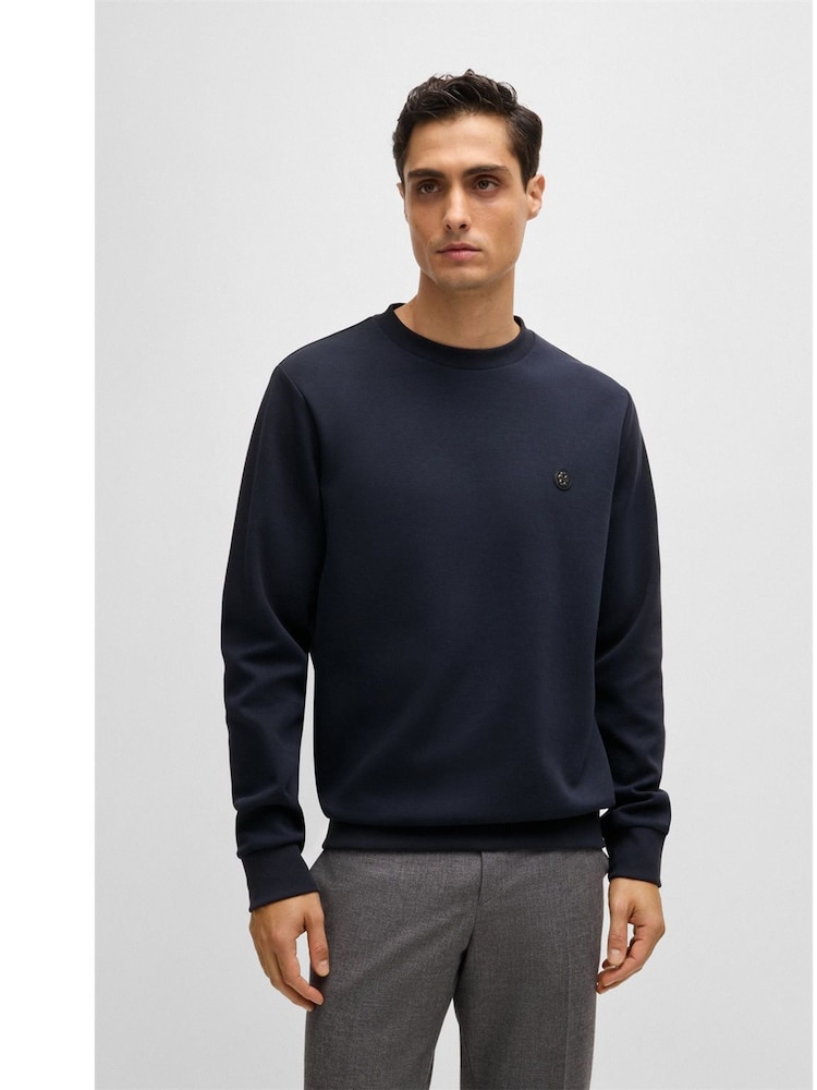 BOSS Blue Double B Monogram Logo Jersey Sweatshirt - Image 1 of 6