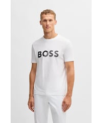 BOSS White Tape Logo 100% Cotton Jersey T-Shirt - Image 1 of 5