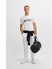 BOSS White Tape Logo 100% Cotton Jersey T-Shirt - Image 3 of 5