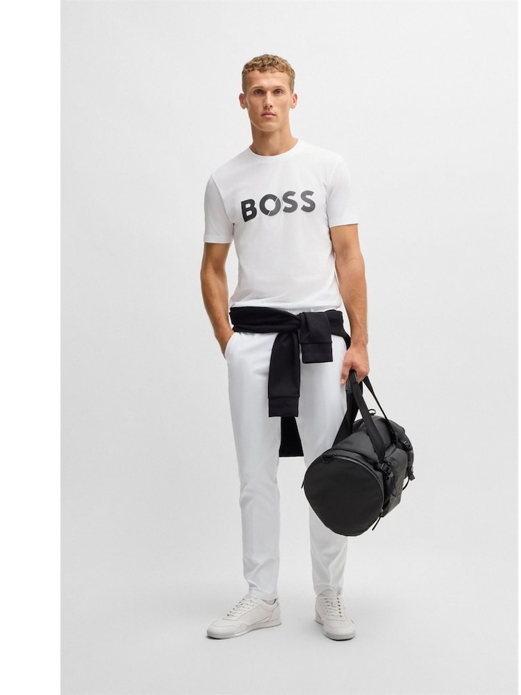 BOSS White Tape Logo 100% Cotton Jersey T-Shirt - Image 3 of 5