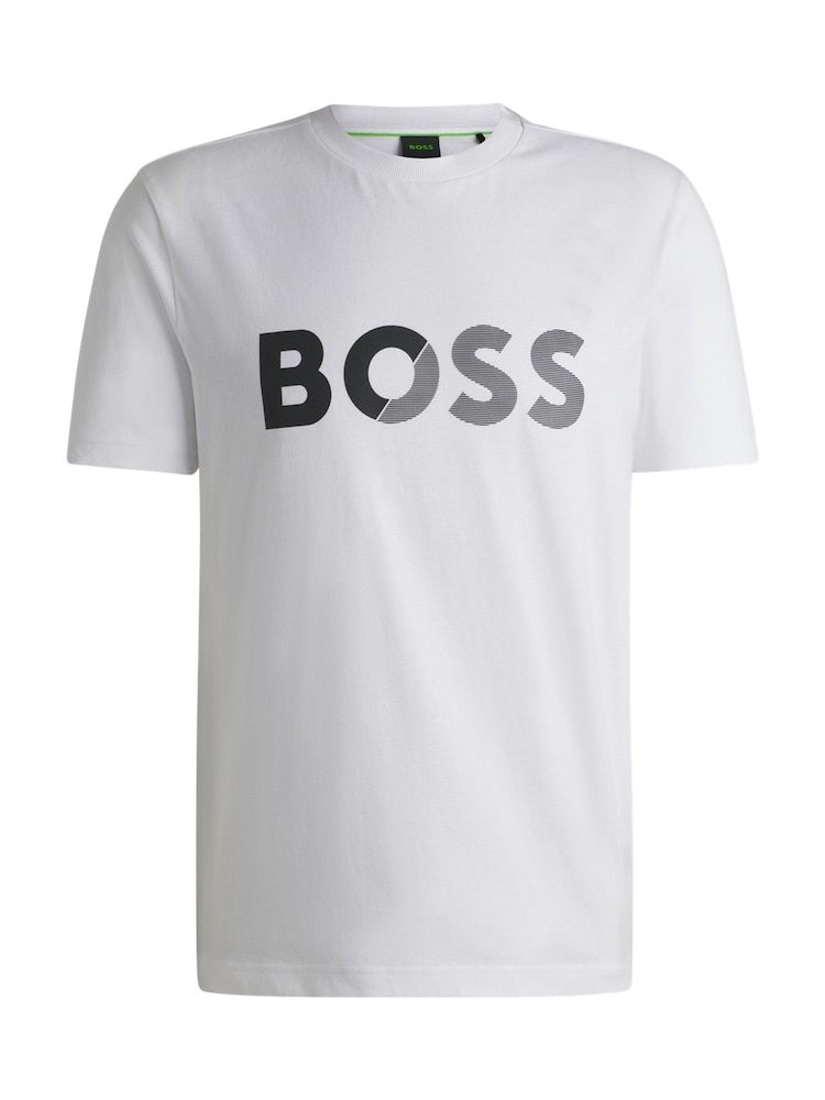 BOSS White Tape Logo 100% Cotton Jersey T-Shirt - Image 5 of 5
