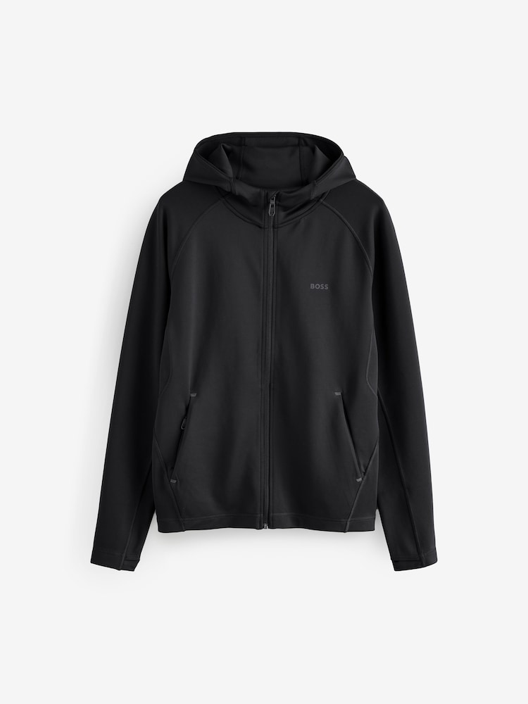 BOSS Black Reflective Active Stretch Zip Through Hoodie - Image 1 of 1