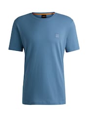 BOSS Blue Ground Relaxed Fit Tales Logo Patch Jersey T-Shirt - Image 4 of 4