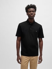 Negro - BOSS Double Monogram Mercerised 100% Cotton Polo Shirt - Imagen 1 de 5