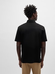 Negro - BOSS Double Monogram Mercerised 100% Cotton Polo Shirt - Imagen 3 de 5