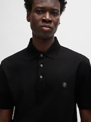 Negro - BOSS Double Monogram Mercerised 100% Cotton Polo Shirt - Imagen 4 de 5