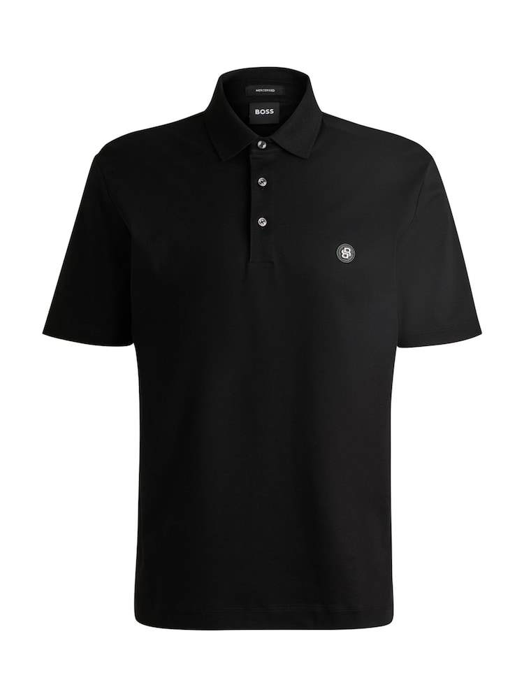 Negro - BOSS Double Monogram Mercerised 100% Cotton Polo Shirt - Imagen 5 de 5
