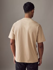 HUGO Natural Chain Stitch Logo Terry 100% Cotton T-Shirt - Image 2 of 4