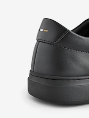 BOSS Black Coated-Leather Trainers With Gold-Tone Logo - Image 5 of 6