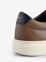 BOSS Brown Lace-Up Trainers In Polished Leather - Image 6 of 6