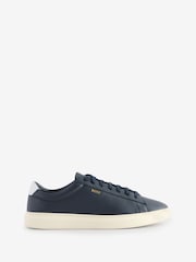 BOSS Blue Lace-Up Trainers In Polished Leather - Image 1 of 1