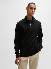 BOSS Black Regular Fit Mercerised 100% Cotton Sweatshirt - Image 1 of 5