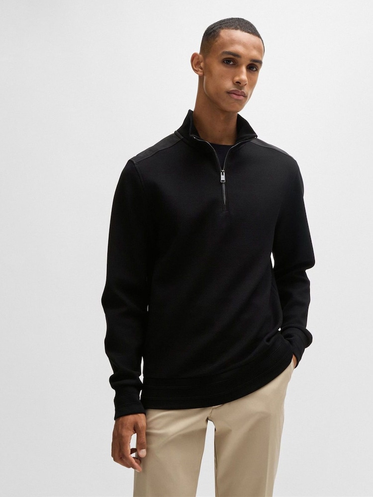 BOSS Black Regular Fit Mercerised 100% Cotton Sweatshirt - Image 1 of 5