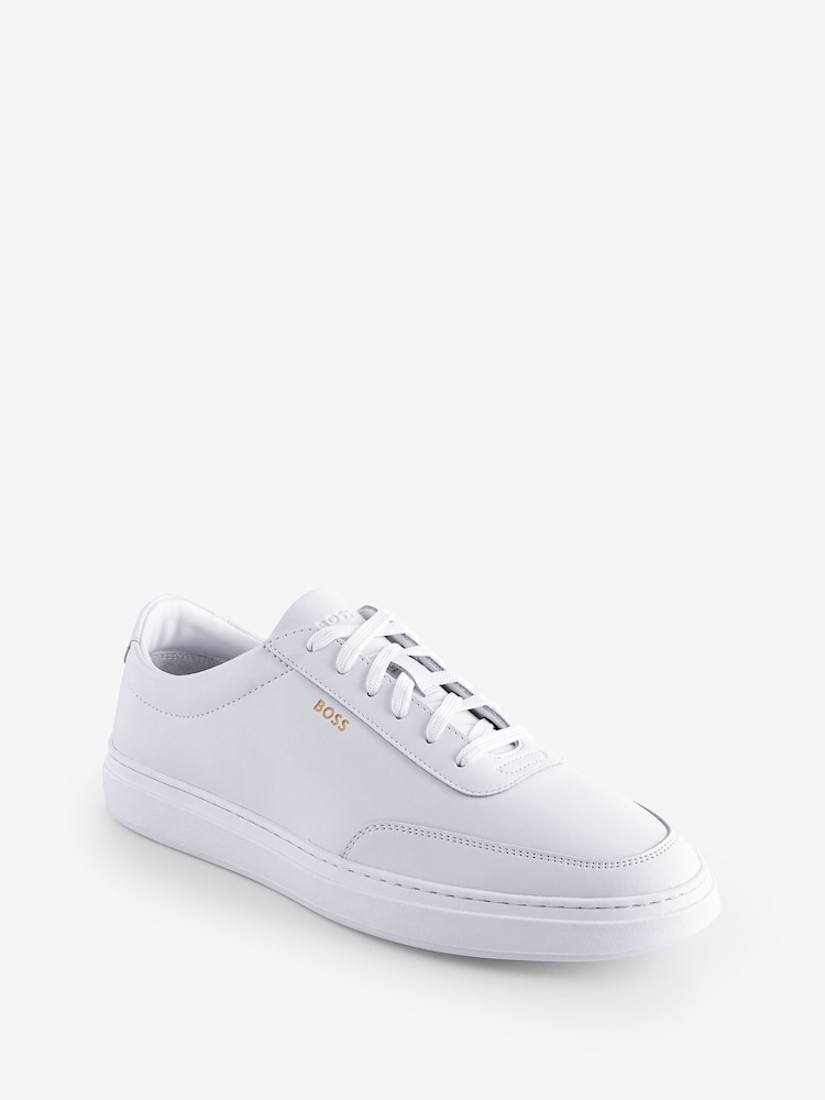 BOSS Coated Leather Trainers With Gold-Tone Logo - Image 1 of 5