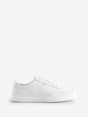 BOSS Coated Leather Trainers With Gold-Tone Logo - Image 2 of 5