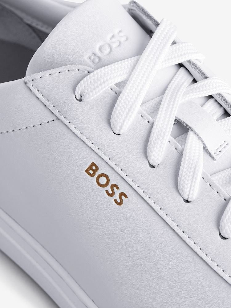 BOSS Coated Leather Trainers With Gold-Tone Logo - Image 5 of 5