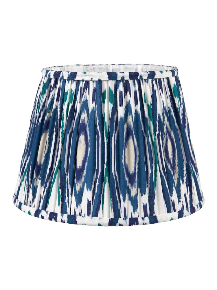 Pacific Lifestyle Ocean Blue Izara Ikat Patterned Mushroom Pleat Tapered Shade - Image 1 of 5