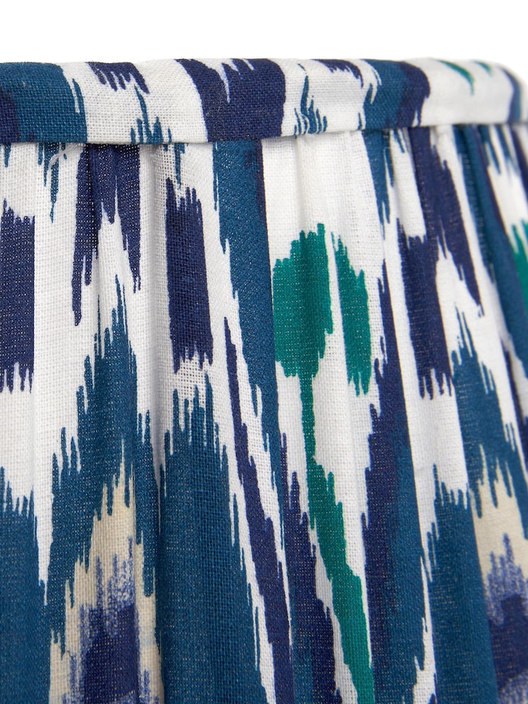Pacific Lifestyle Ocean Blue Izara Ikat Patterned Mushroom Pleat Tapered Shade - Image 2 of 5