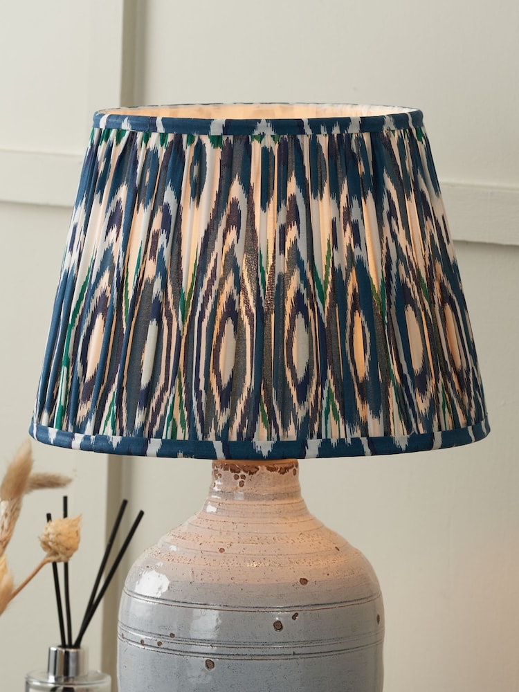 Pacific Lifestyle Ocean Blue Izara Ikat Patterned Mushroom Pleat Tapered Shade - Image 5 of 5