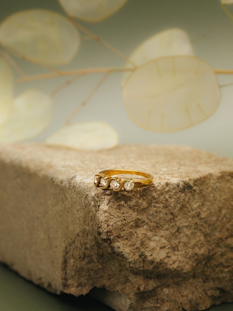 Orelia London Gold Tone Crystal Set Wave Ring - Image 2 of 3 Orelia London Gold Tone Crystal Set Wave Ring - Image 2 of 3