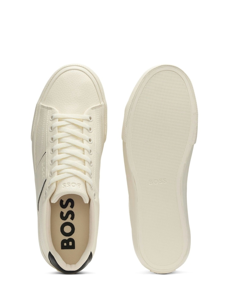 BOSS Natural Trainers With Plain And Grained Textures - Image 2 of 3 BOSS Natural Trainers With Plain And Grained Textures - Image 2 of 3