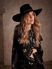 Mint Velvet Black Cowboy Fedora Hat - Image 1 of 4