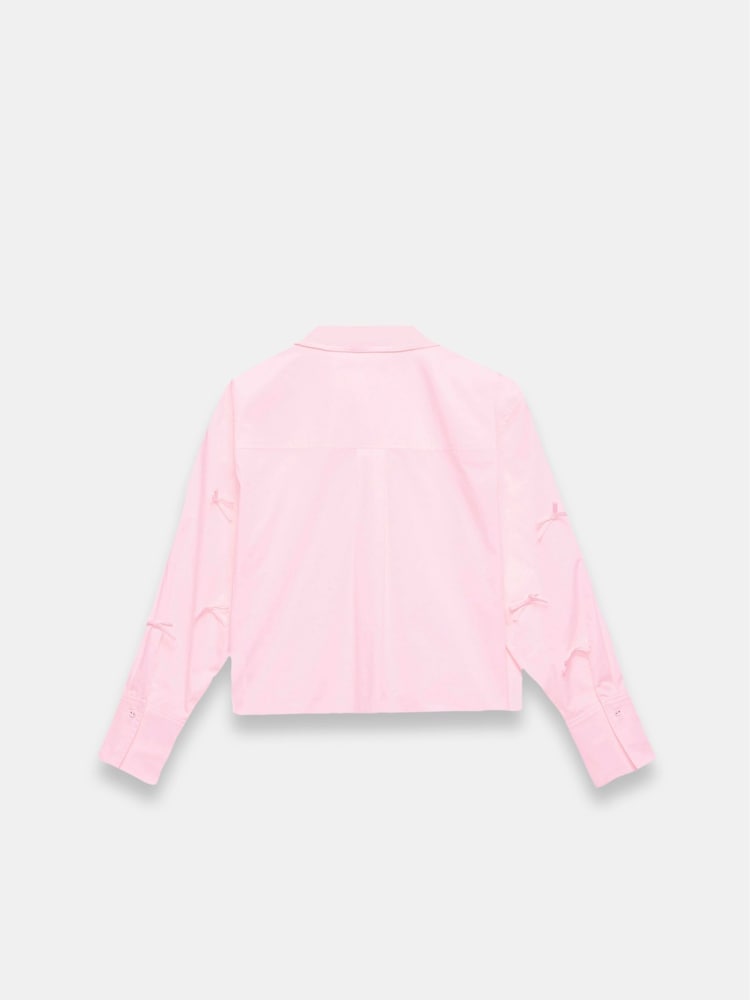 Mint Velvet Pink Bow Detail Cropped 100% Cotton Shirt - Image 4 of 4