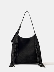 Mint Velvet Black Suede Fringed Bag - Image 1 of 4