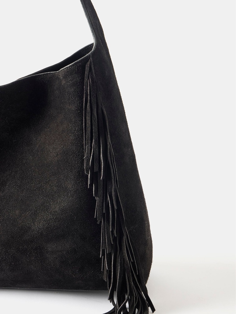 Mint Velvet Black Suede Fringed Bag - Image 2 of 4 Mint Velvet Black Suede Fringed Bag - Image 2 of 4