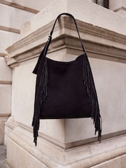 Mint Velvet Black Suede Fringed Bag - Image 4 of 4