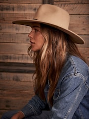 Mint Velvet Cream Cowboy Fedora Hat - Image 2 of 4
