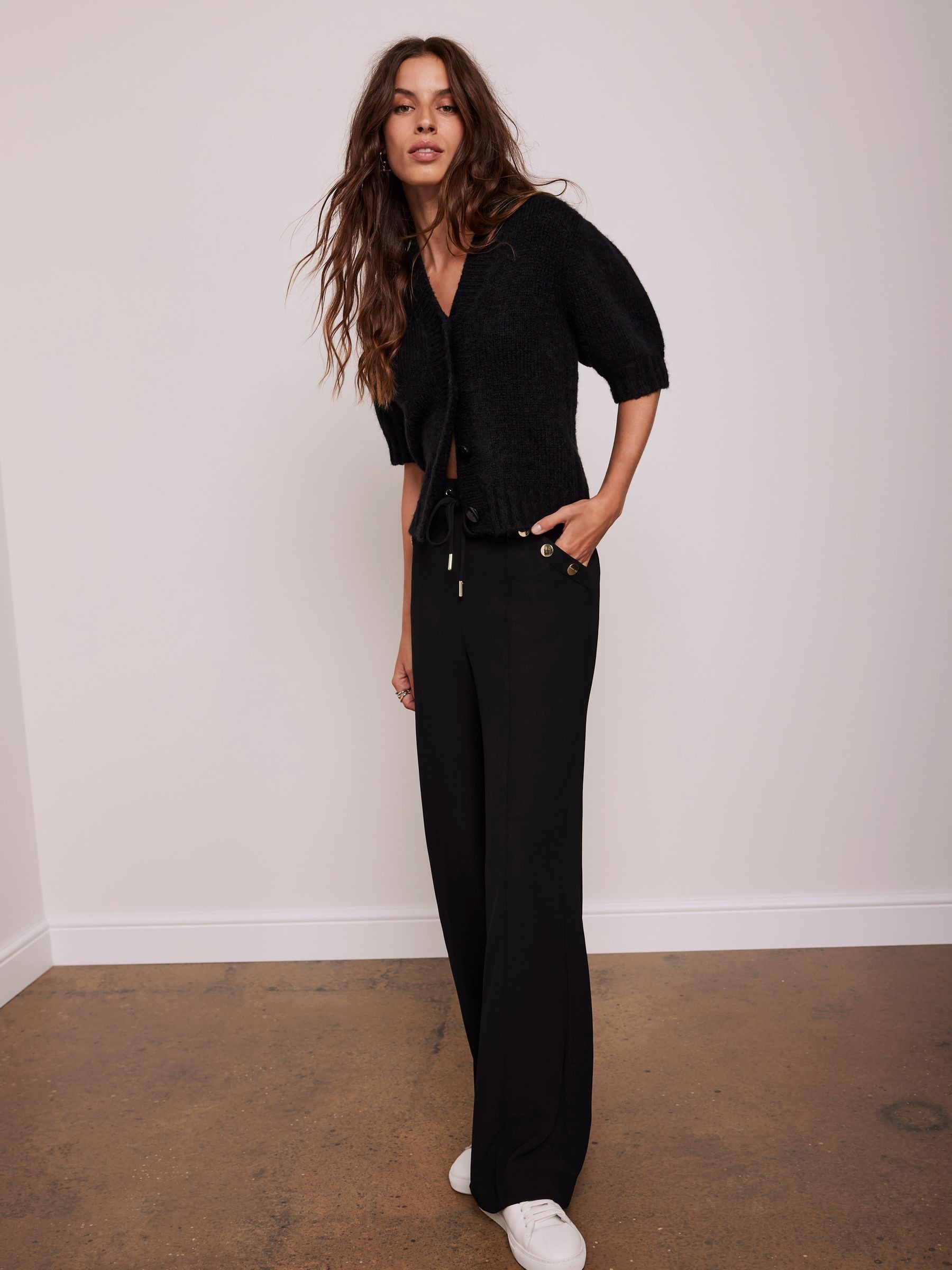 Buy Mint Velvet Black Studded Wide Leg Trousers from Next Czech Republic