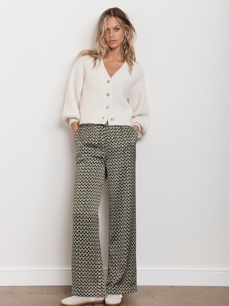 Mint Velvet Black/white Geo Print Wide Leg Trousers - Image 1 of 4