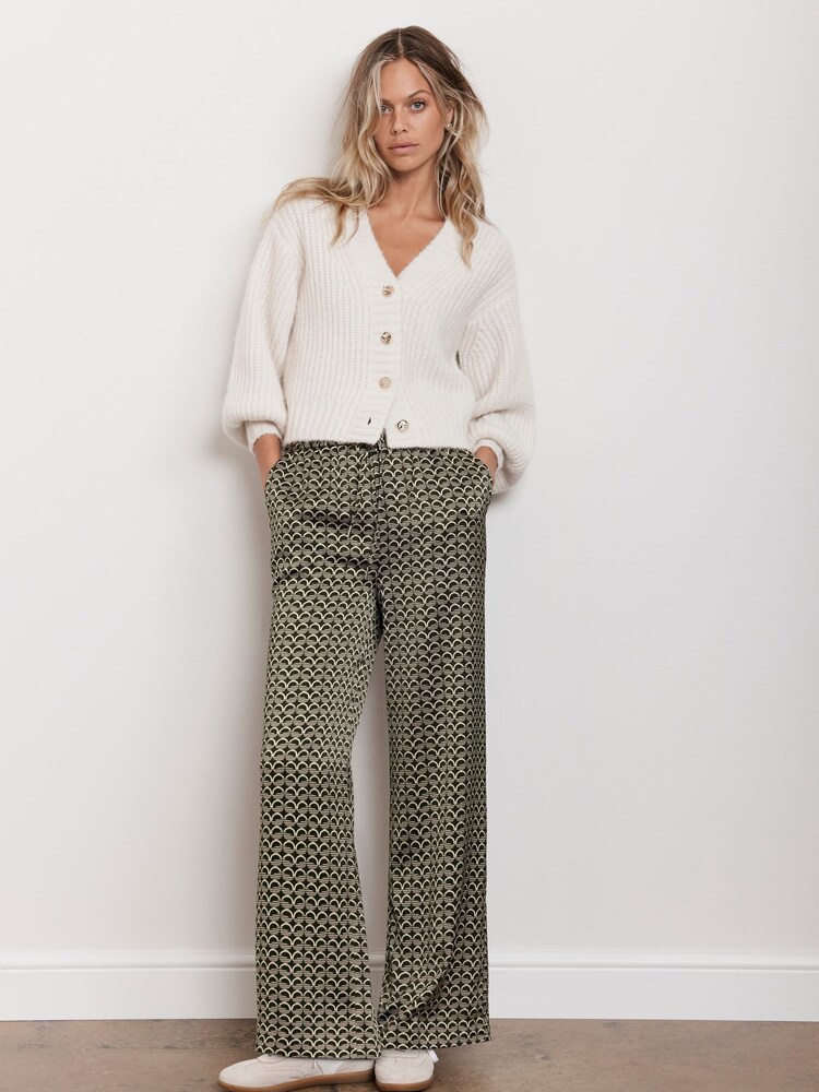 Mint Velvet Black/white Geo Print Wide Leg Trousers - Image 1 of 4 Mint Velvet Black/white Geo Print Wide Leg Trousers - Image 1 of 4